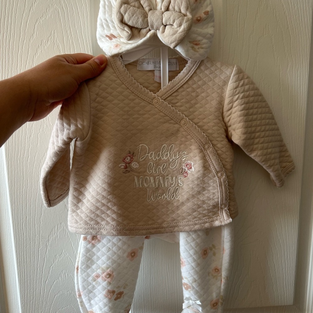 Catherine Malandrino Tan and White Kids Matching Set